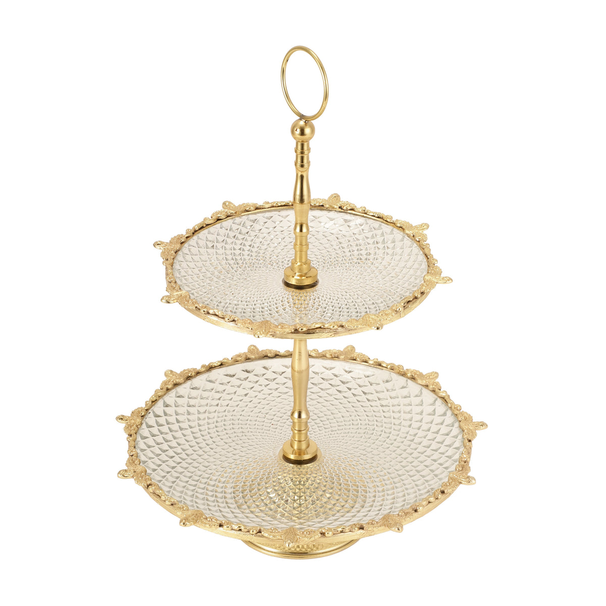 Spearhead Crystal Cake Stand in Gold M.M.I. OVERSEAS
