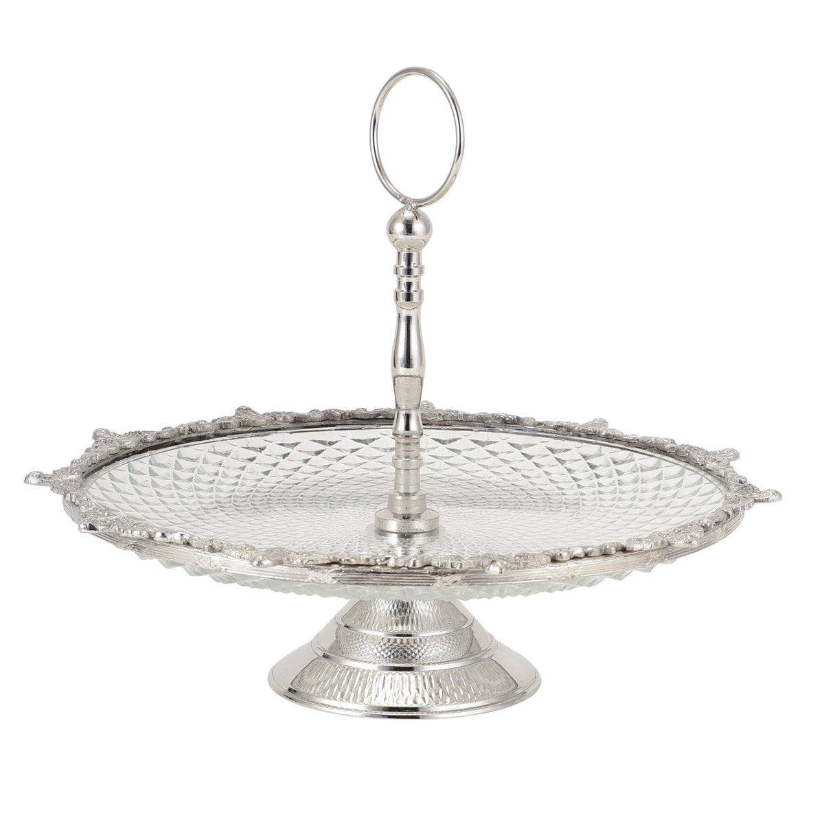 Crystal Spike Cake Stand In Silver M.M.I. OVERSEAS