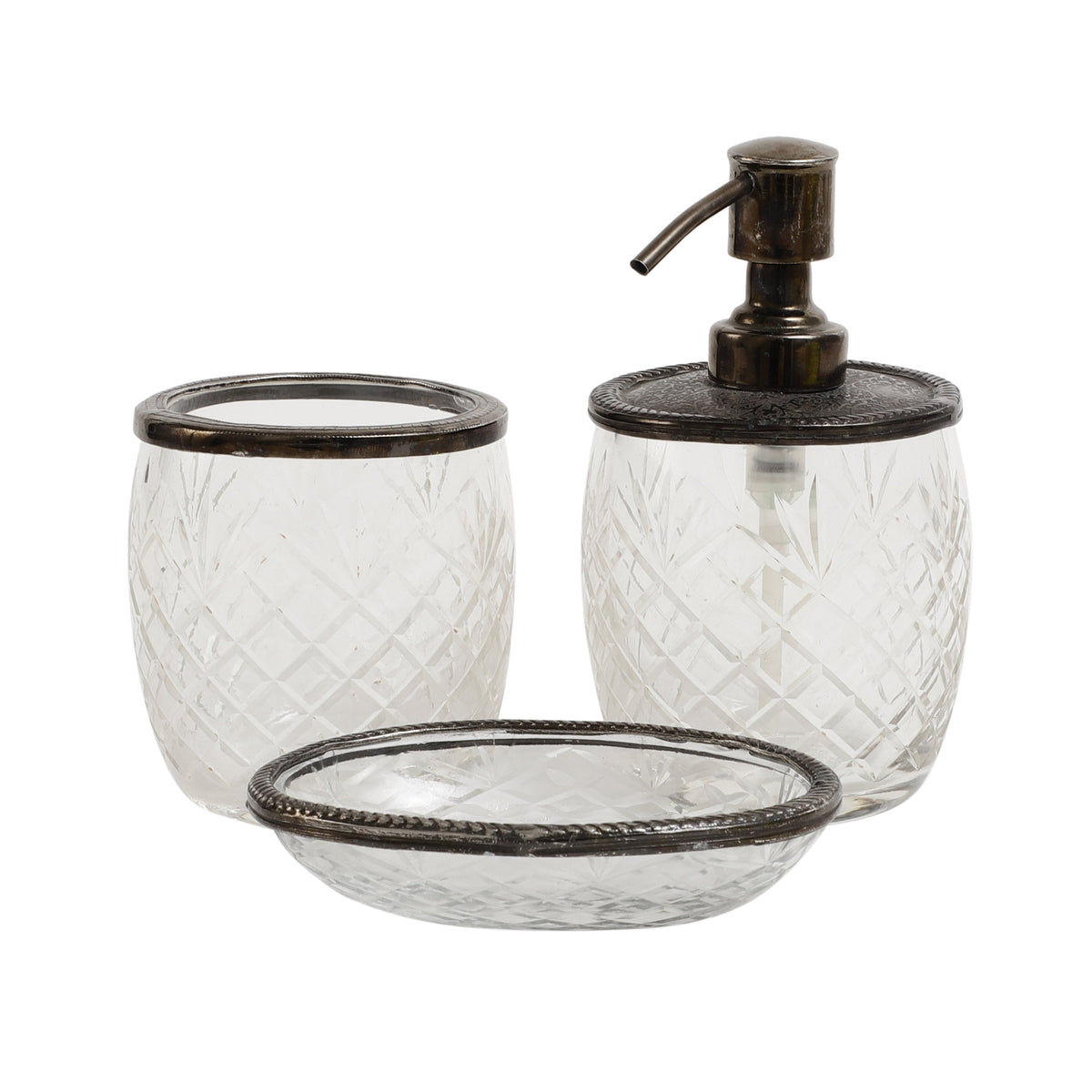Astrid Crystal Cut Bathroom set in black M.M.I. OVERSEAS