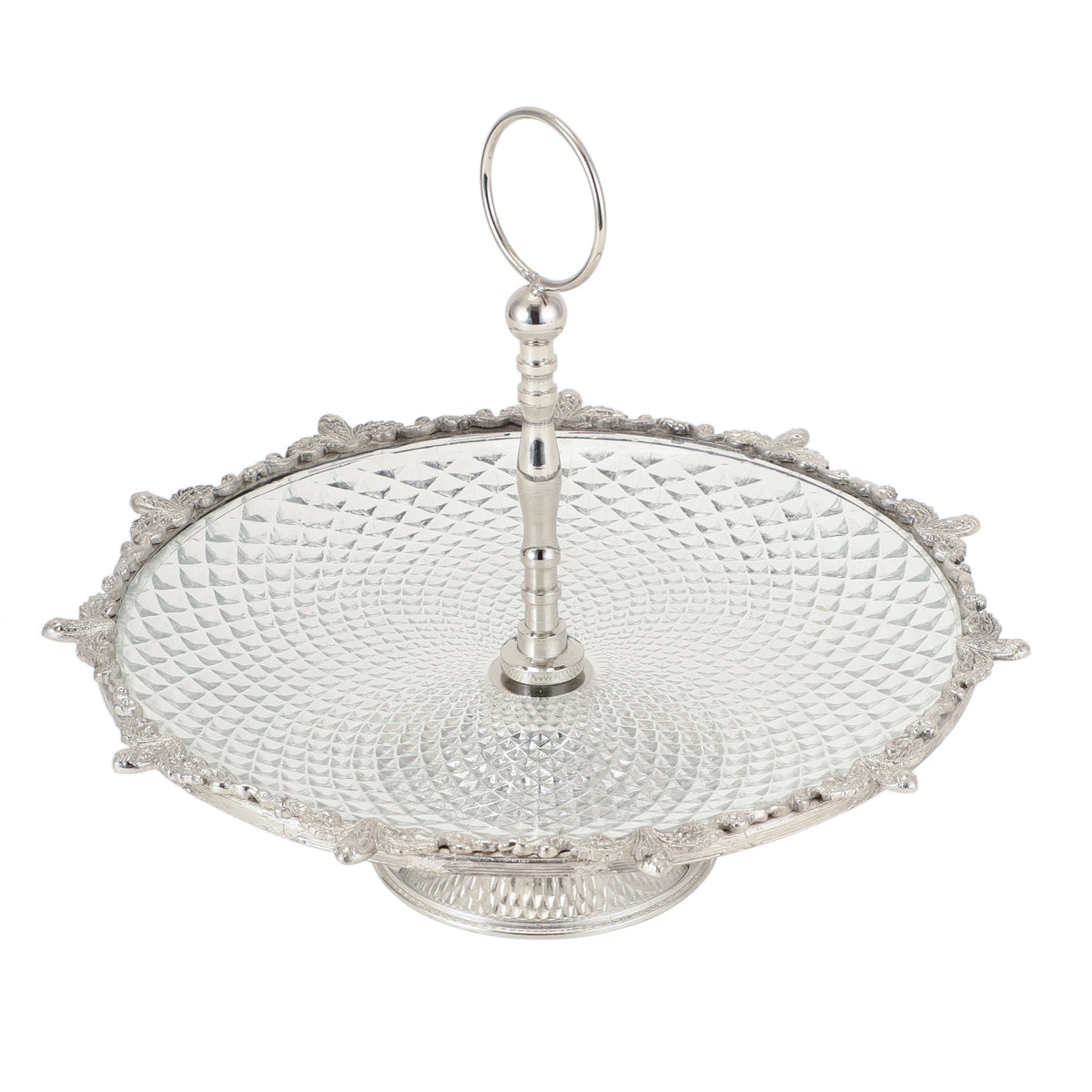 Crystal Spike Cake Stand In Silver M.M.I. OVERSEAS