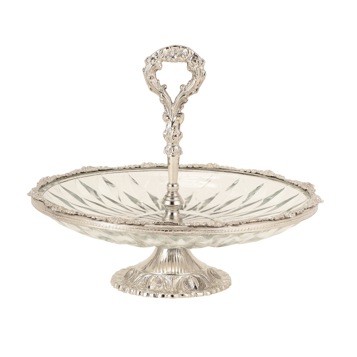 Spearhead Crystal Cake Stand in Silver M.M.I. OVERSEAS