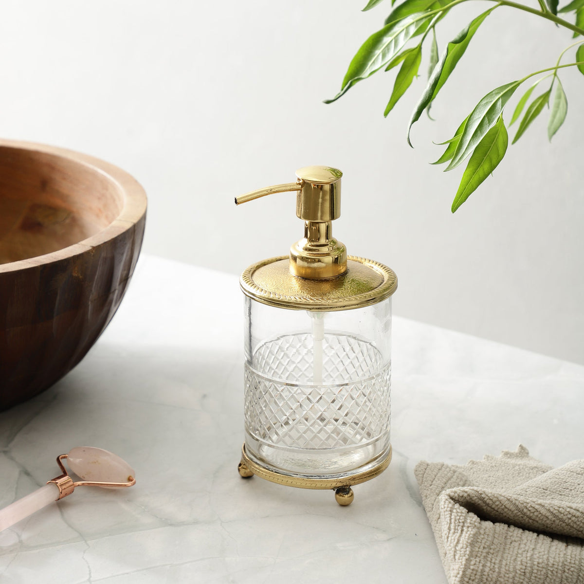 Blake Crystal Cut Dispenser In Gold M.M.I. OVERSEAS