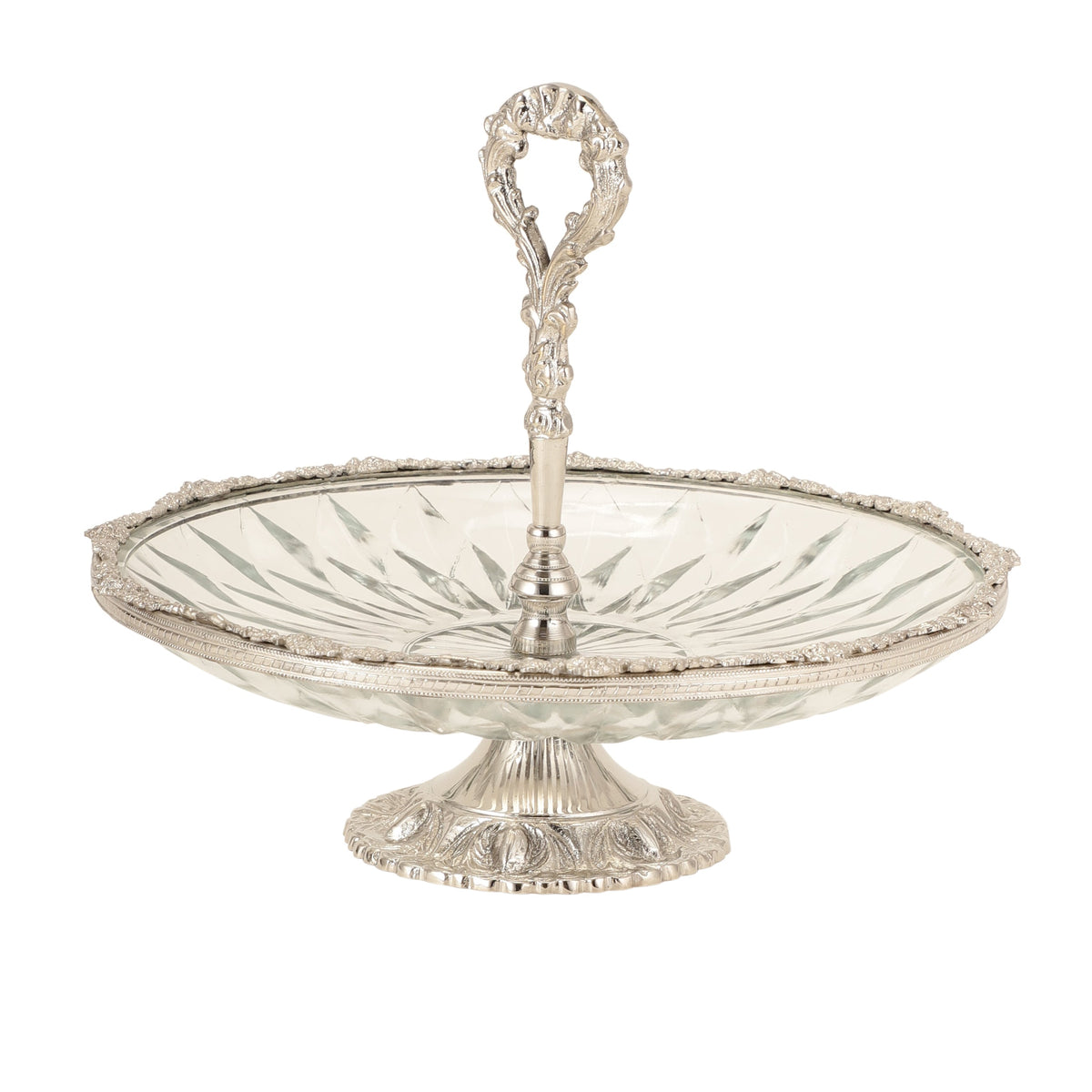 Spearhead Crystal Cake Stand in Silver M.M.I. OVERSEAS