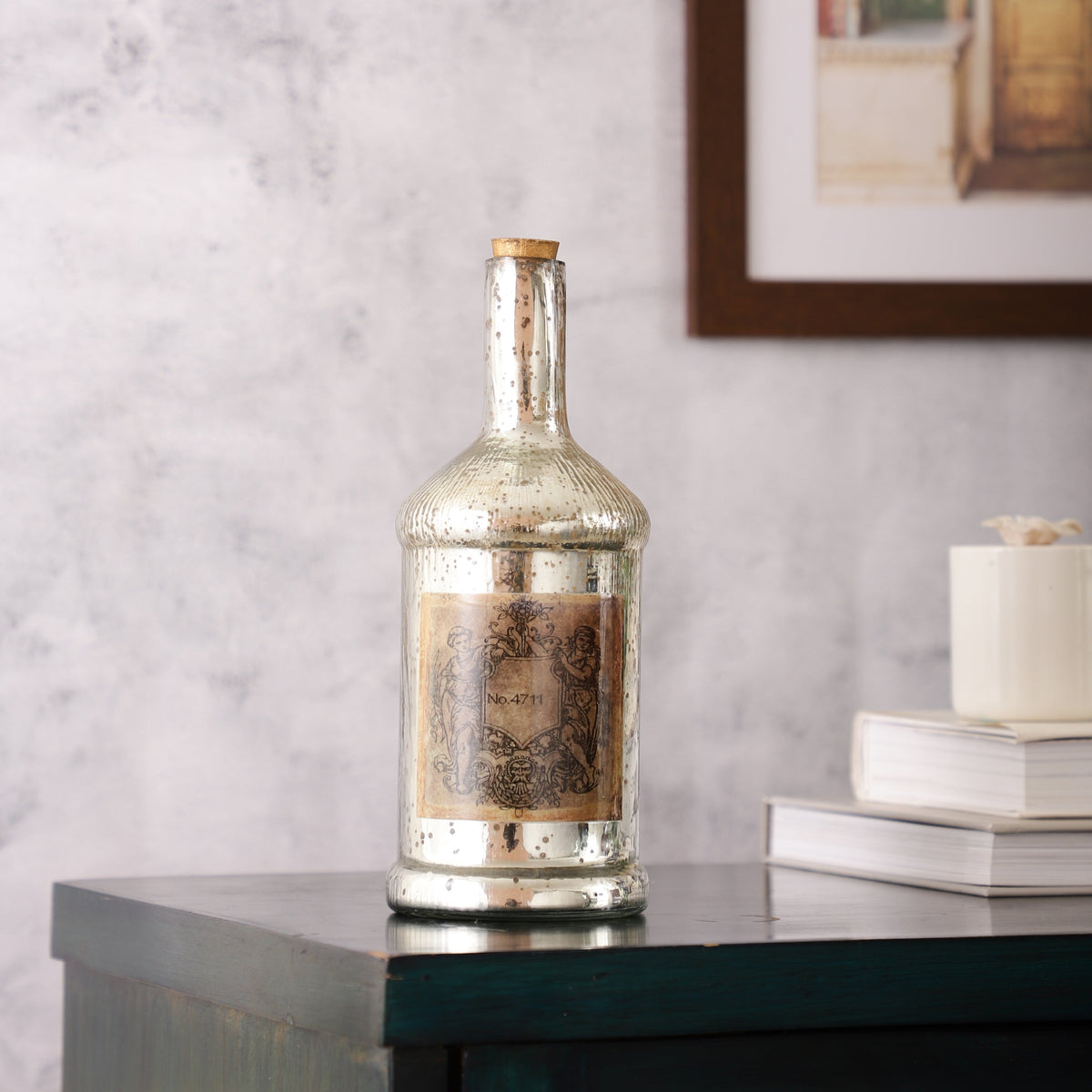 Antique Glass Legacy Square Bottle Decorative M.M.I. OVERSEAS