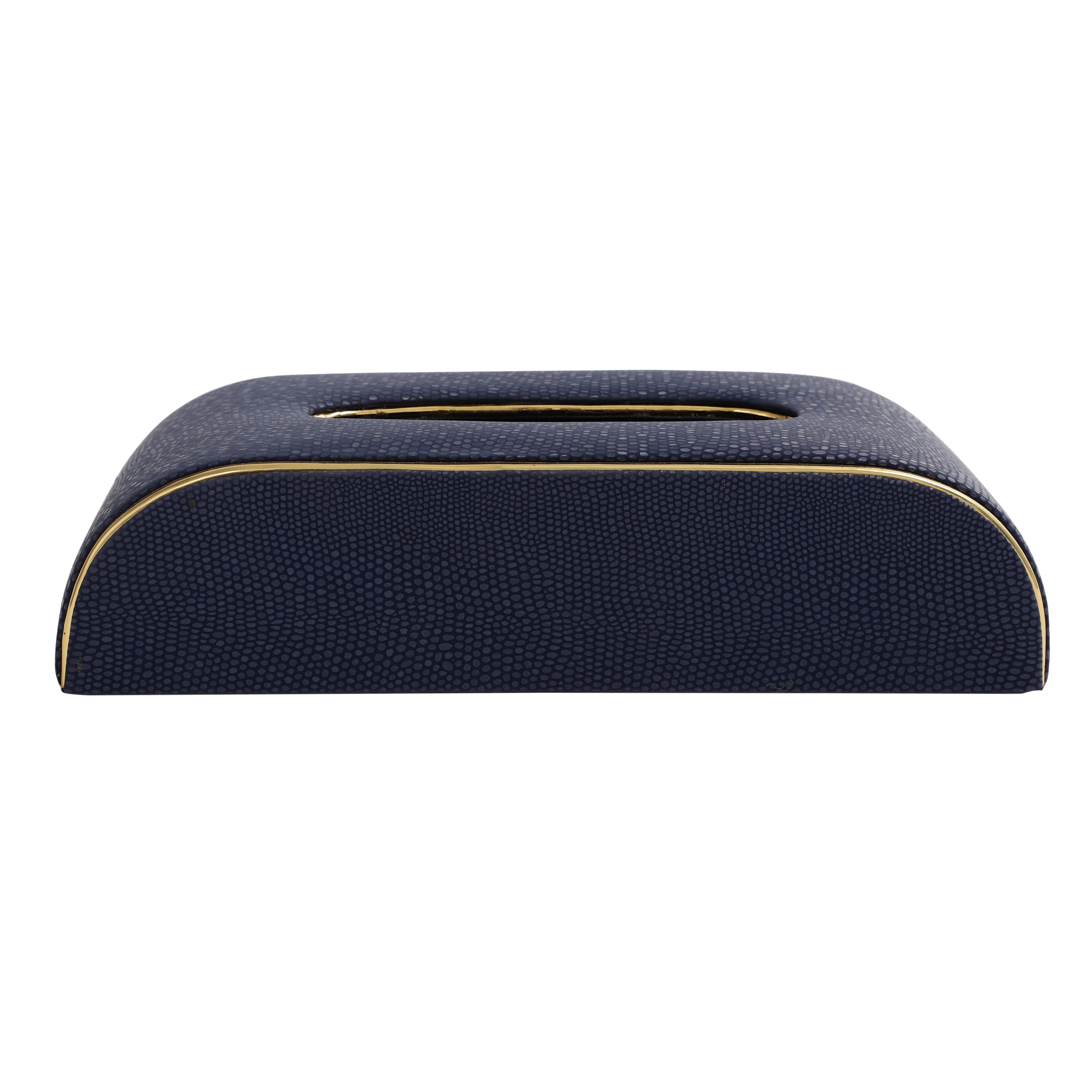 Sleek Slant Leather Napkin Box Blue