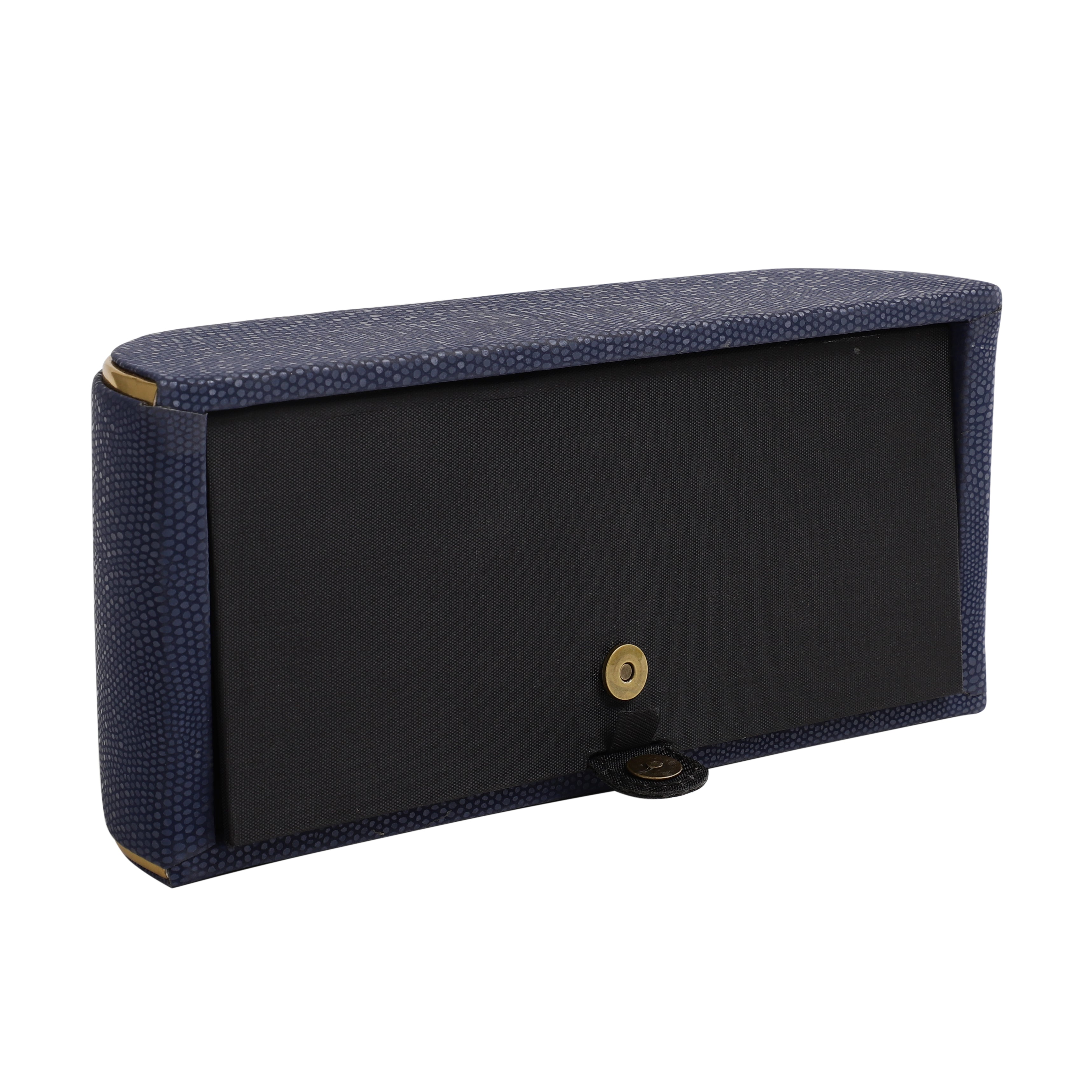 Sleek Slant Leather Napkin Box Blue