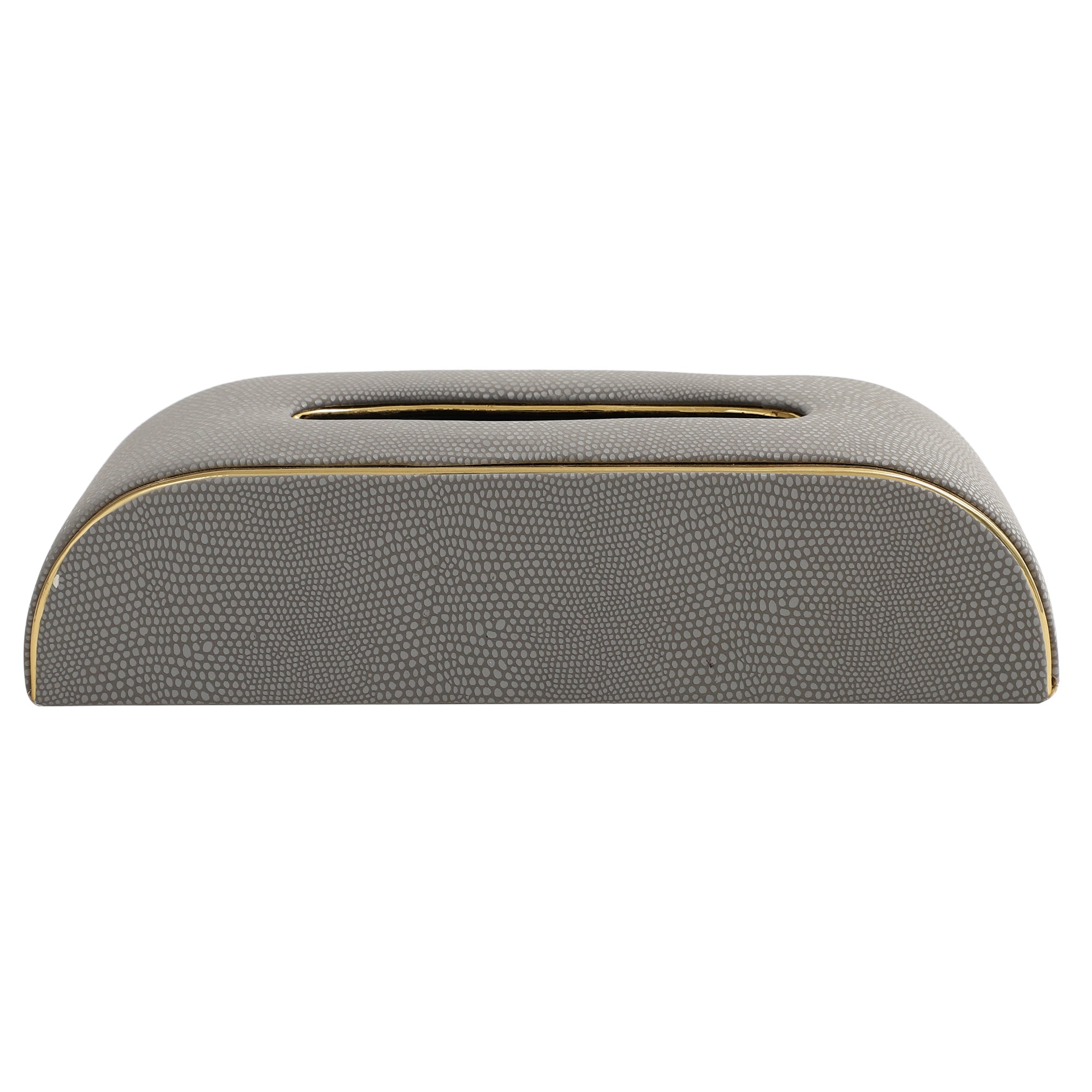 Sleek Slant Leather Napkin Box Grey