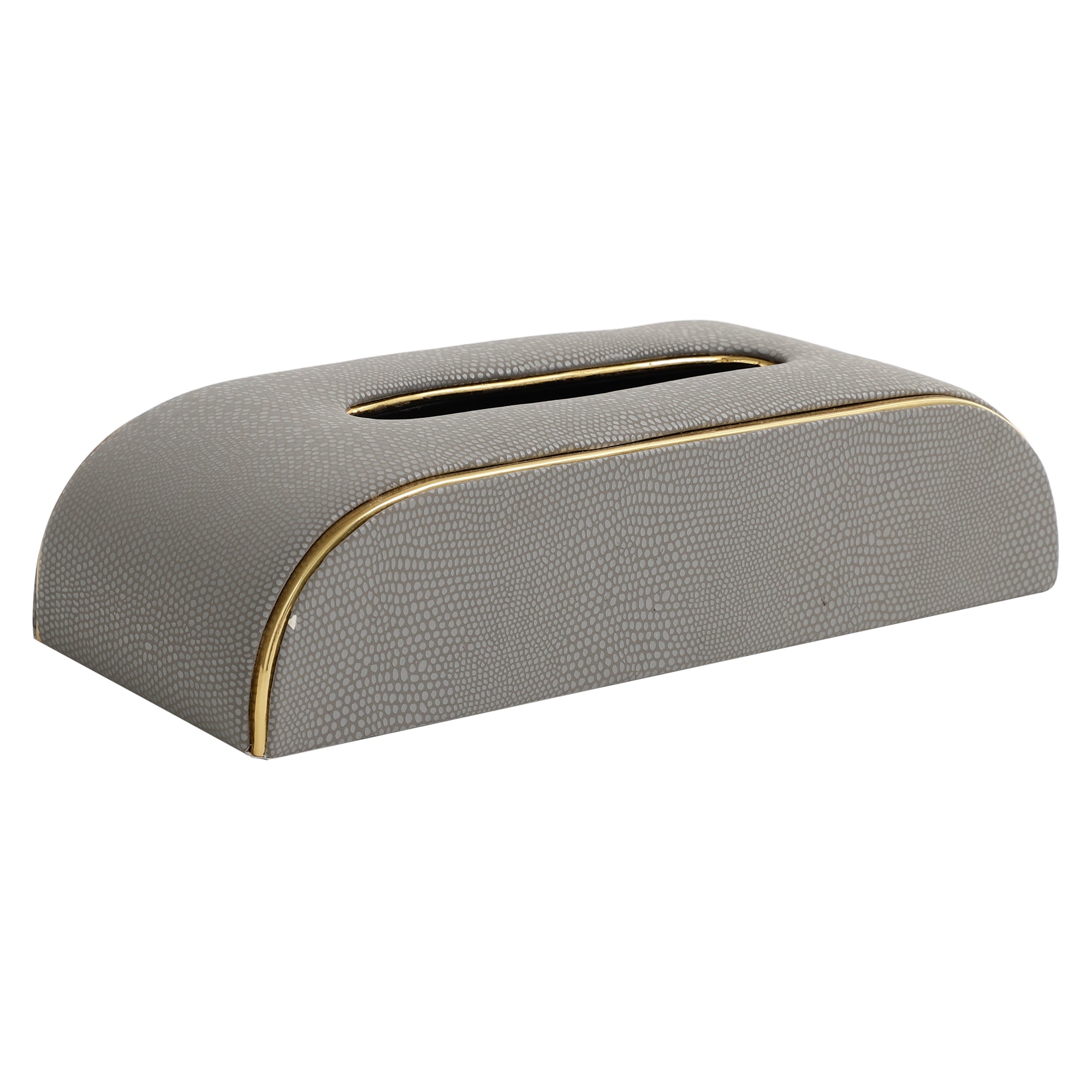 Sleek Slant Leather Napkin Box Grey