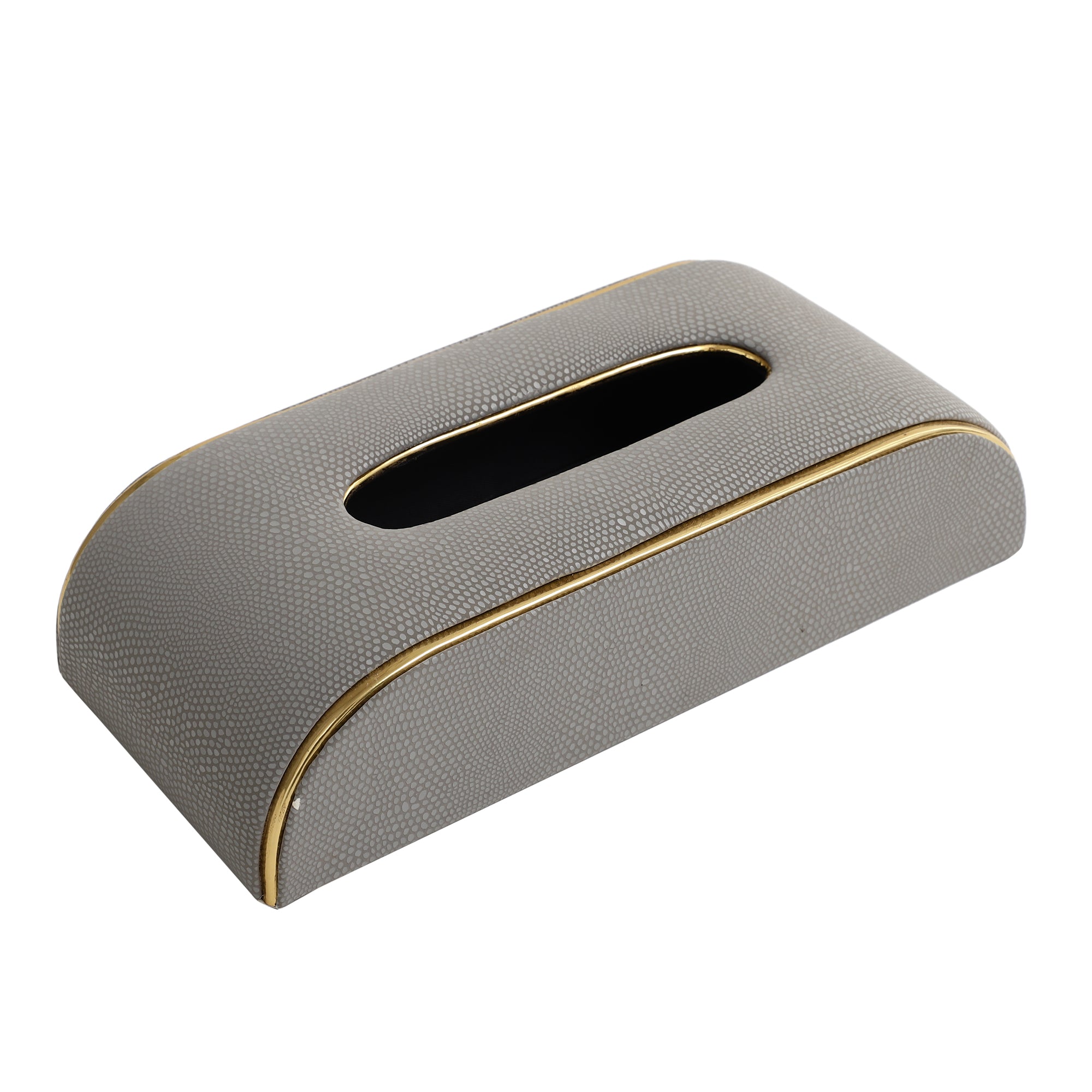 Sleek Slant Leather Napkin Box Grey