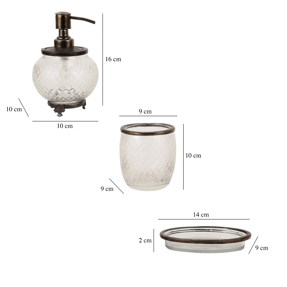 Ava cystal cut bathroom set in black M.M.I. OVERSEAS