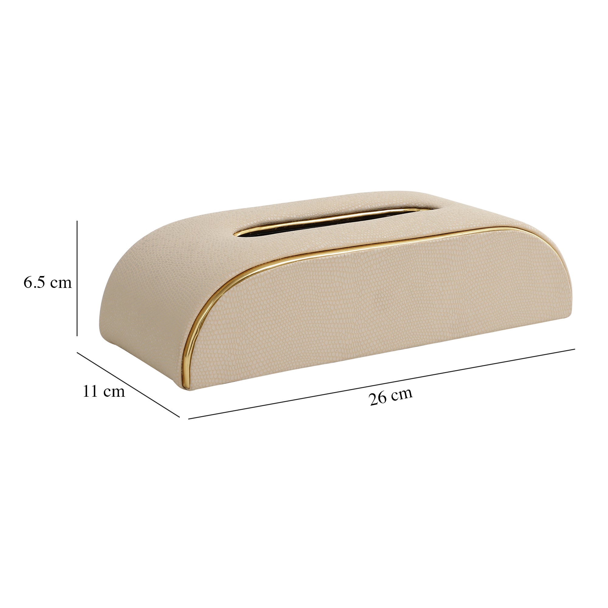Sleek Slant Leather Napkin Box Cream