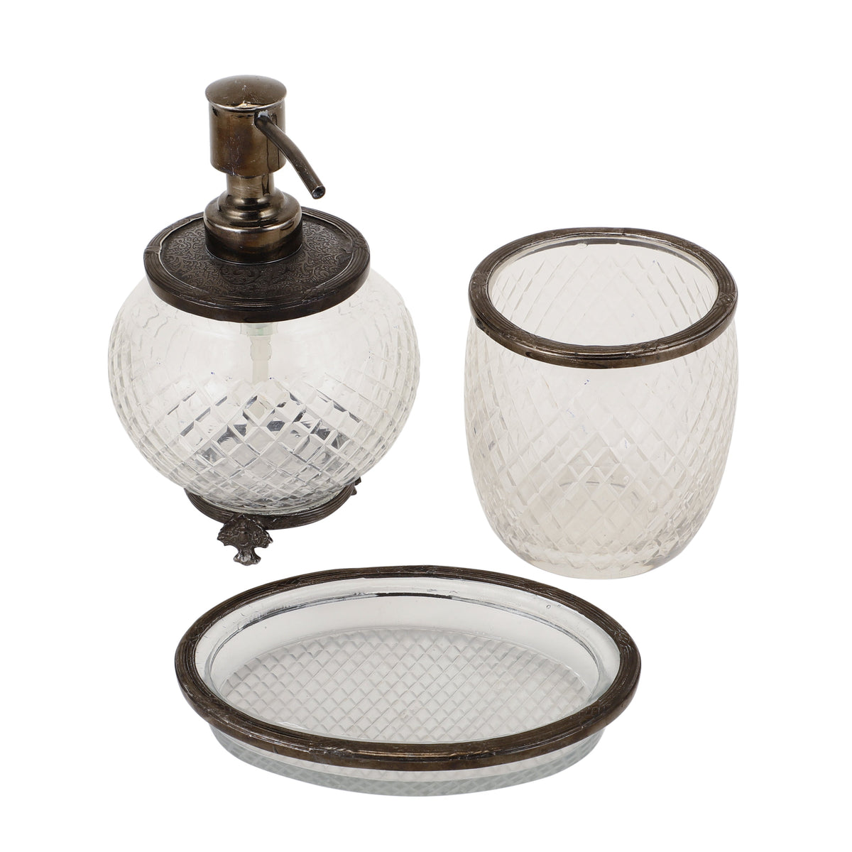 Ava cystal cut bathroom set in black M.M.I. OVERSEAS