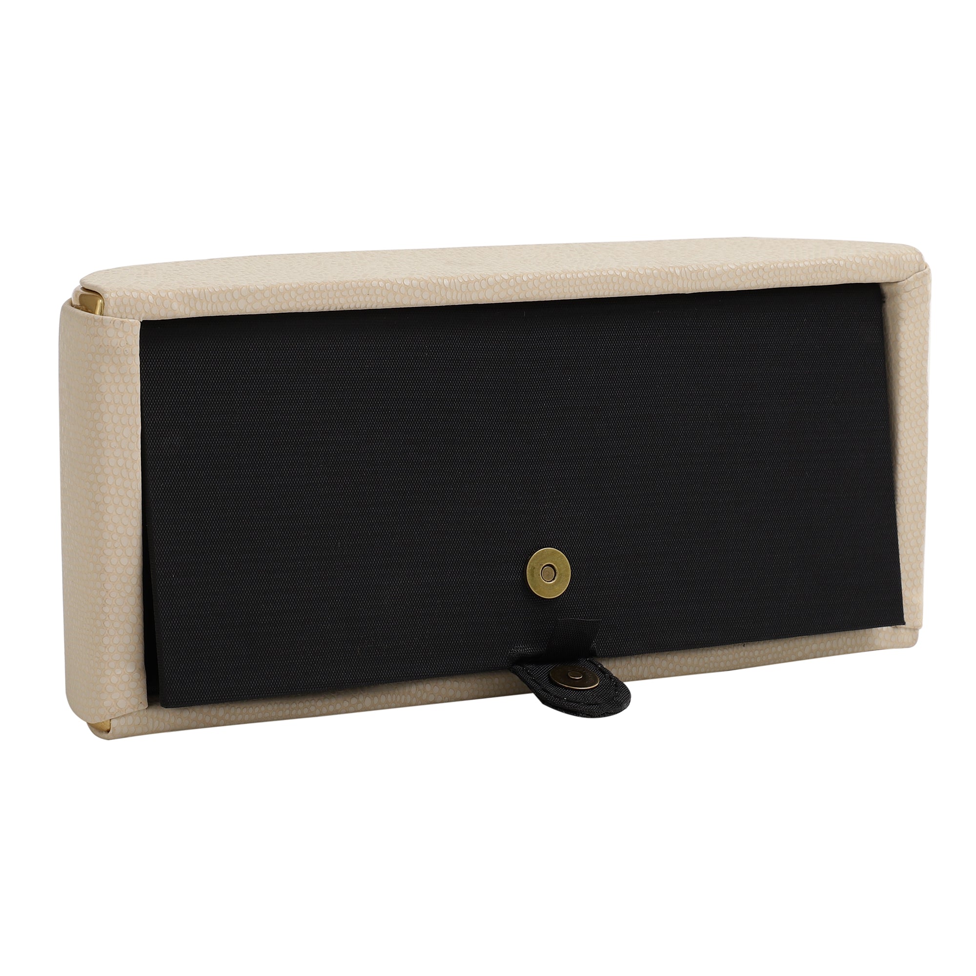 Sleek Slant Leather Napkin Box Cream