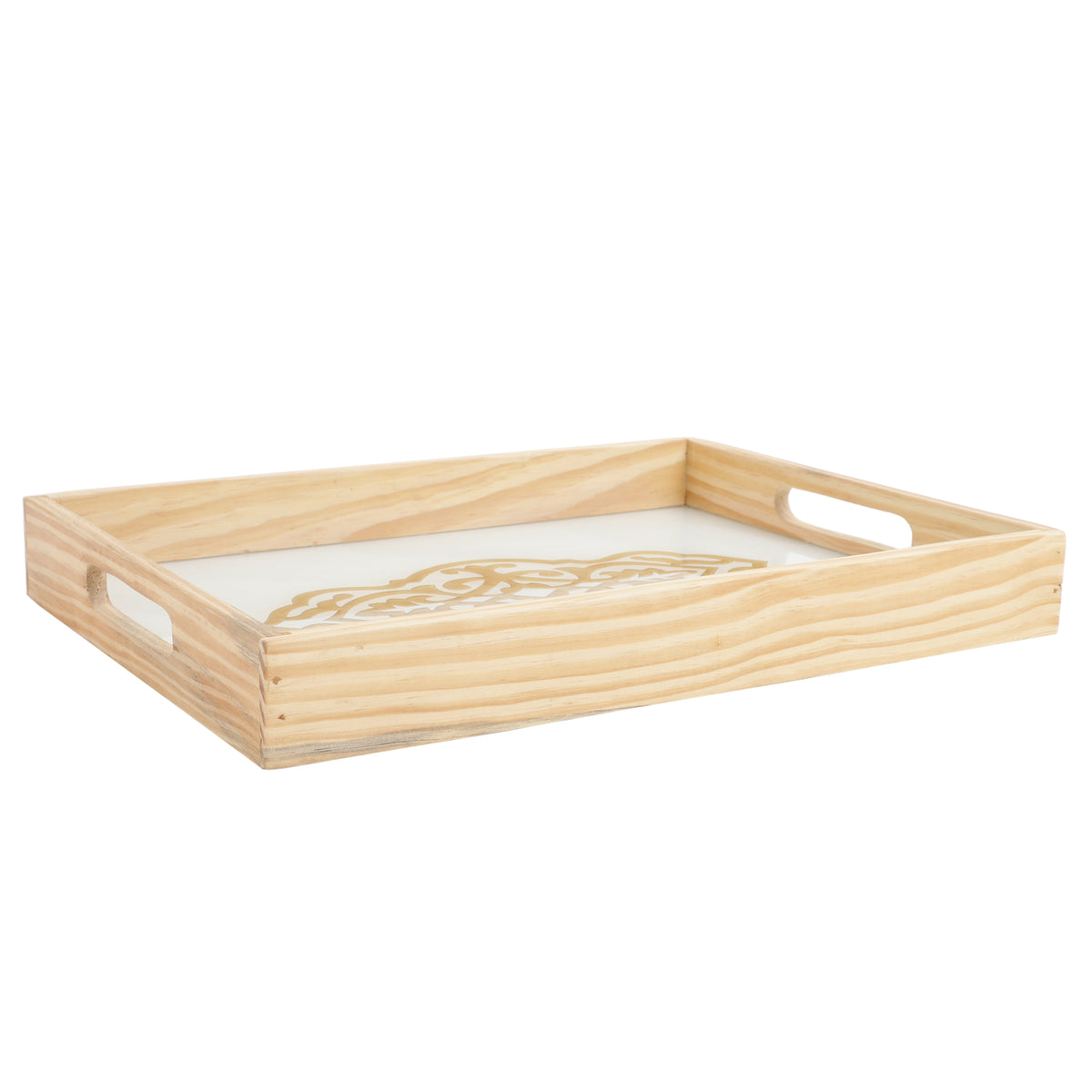 Zamora White Embossed Glass Tray M.M.I. OVERSEAS