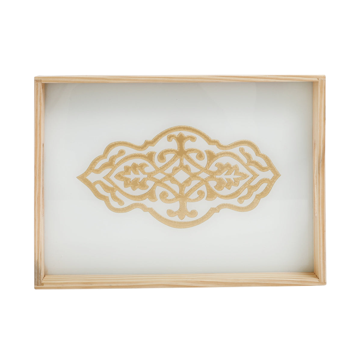 Zamora White Embossed Glass Tray - small size M.M.I. OVERSEAS