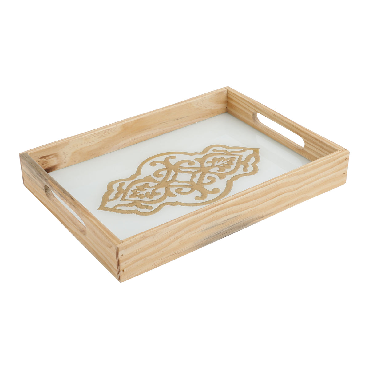 Zamora White Embossed Glass Tray - small size M.M.I. OVERSEAS
