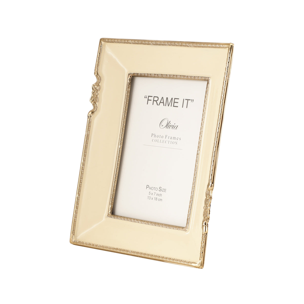 Enamel Embrace Photo frame in Ivory white M.M.I. OVERSEAS