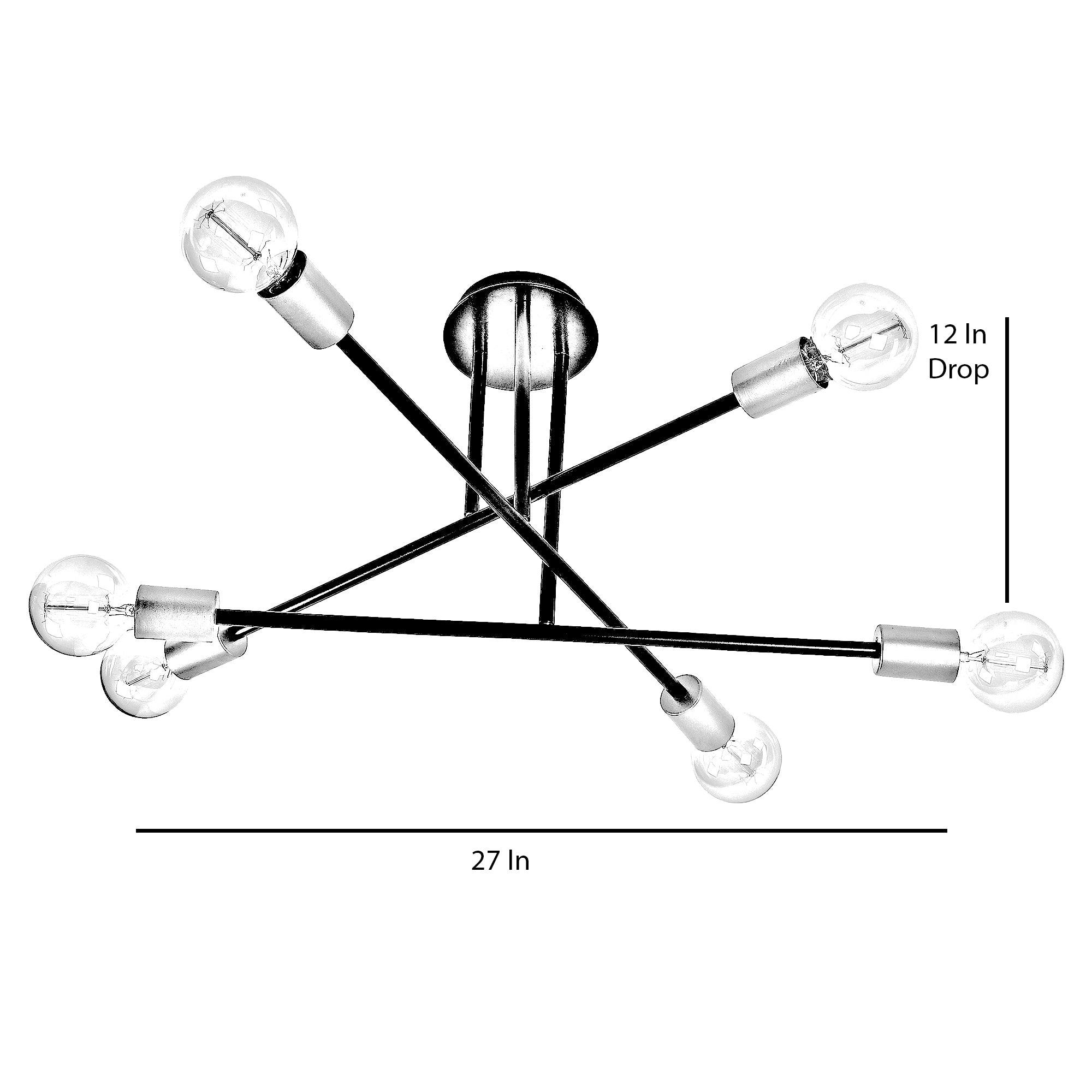 Six Head Sputnik Black Mordern Chandelier By SS Lightings - Ouch Cart