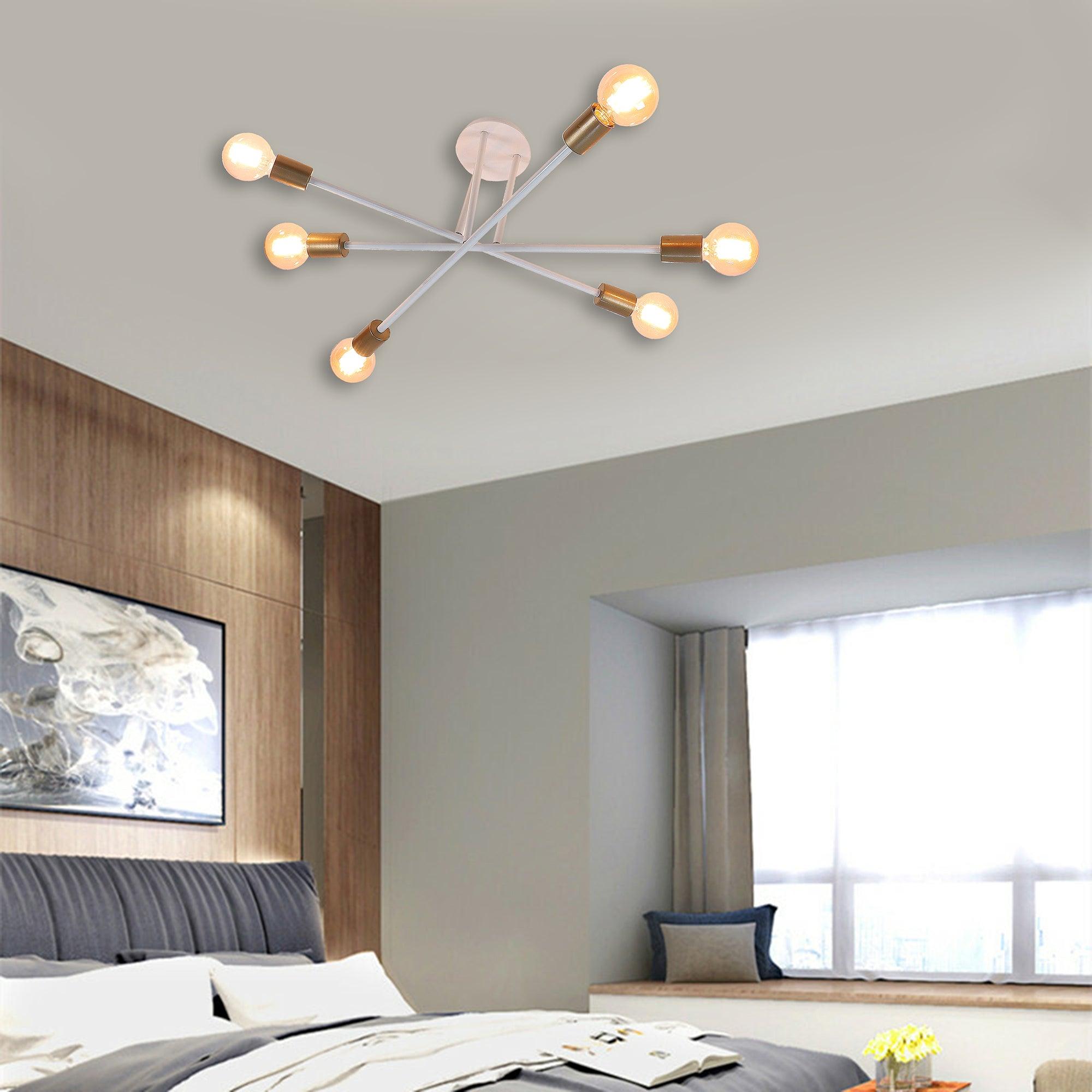 Six Head Sputnik White Mordern Chandelier By SS Lightings - Ouch Cart