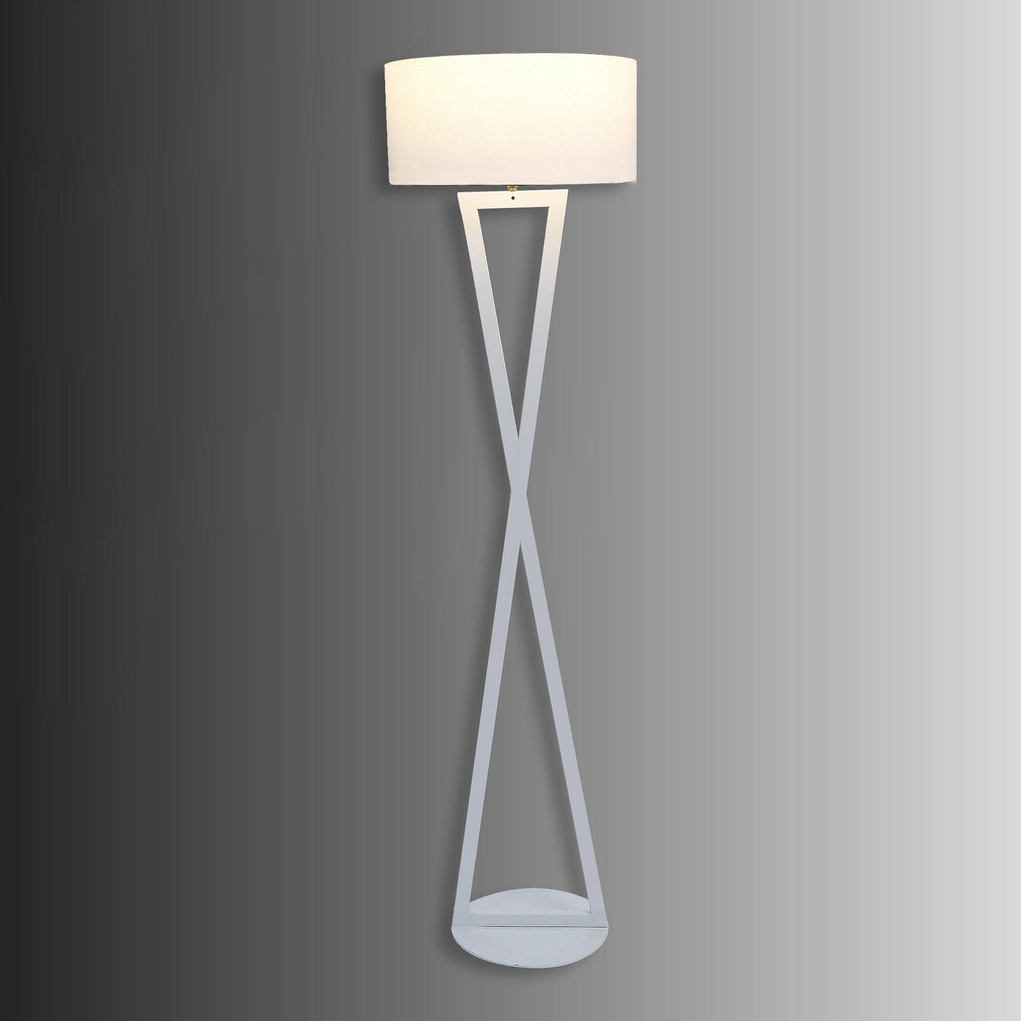 Hamptons White Floor Lamp With Metal Base By SS Lightings - Ouch Cart