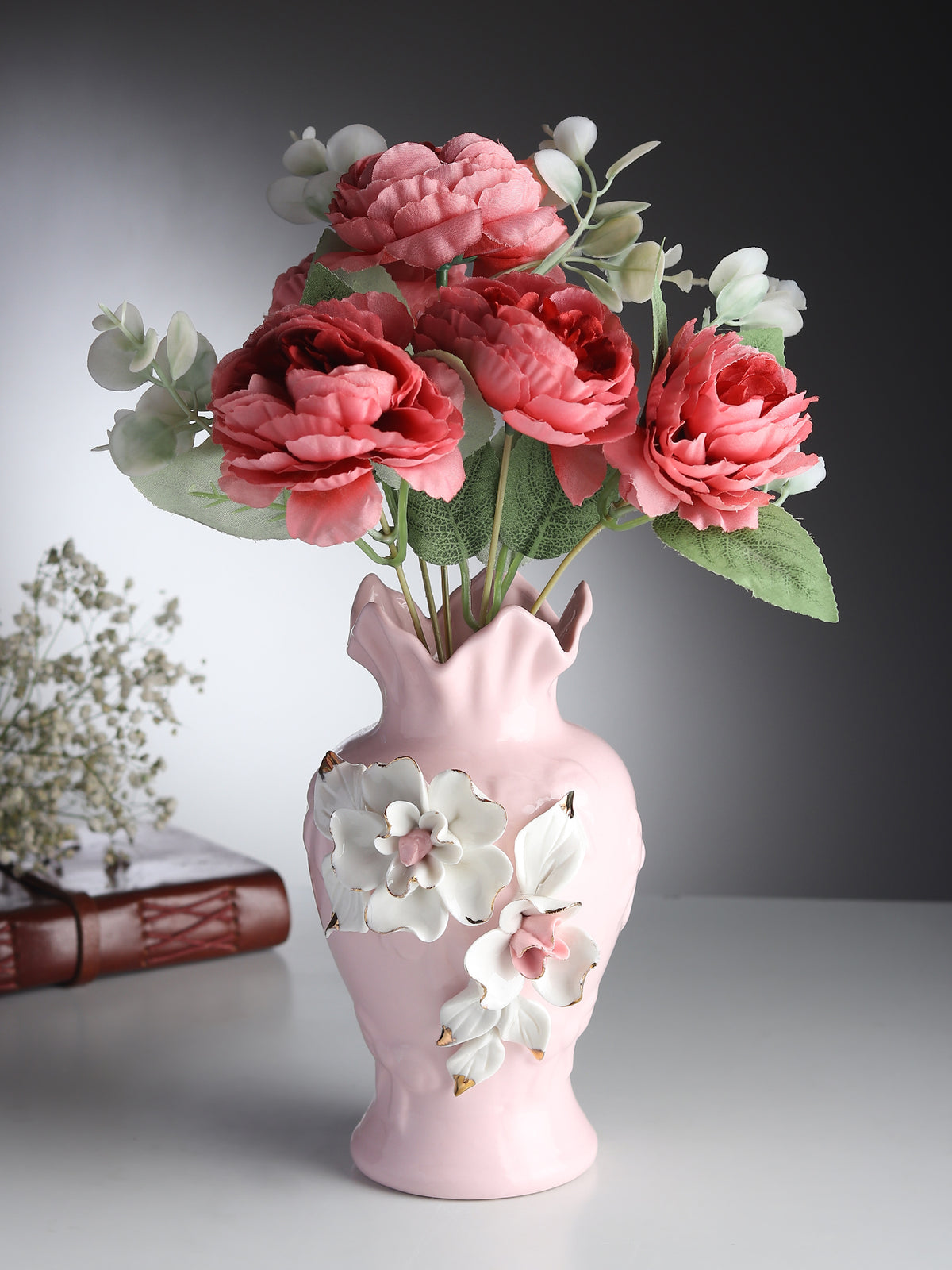 Elodie Fleur Pink Porcelain Vase - Ouchcart