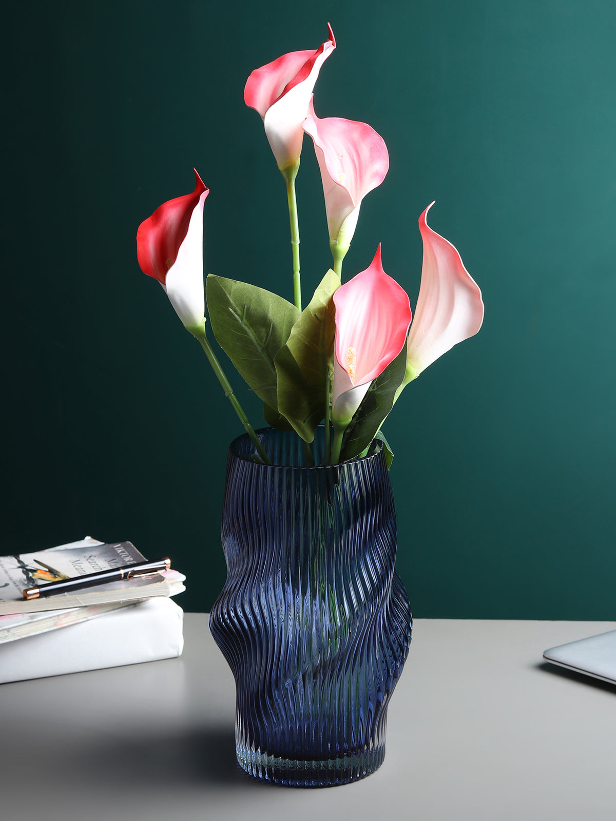 Whirly Blue Crystal Vase