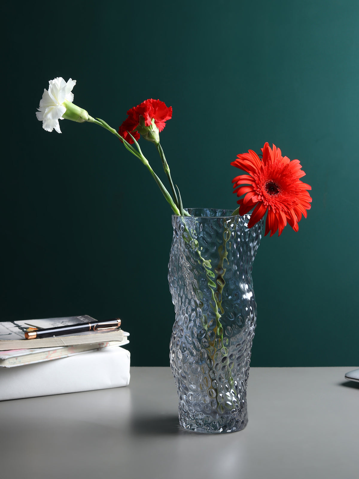 Dimple Glass Vase Amber