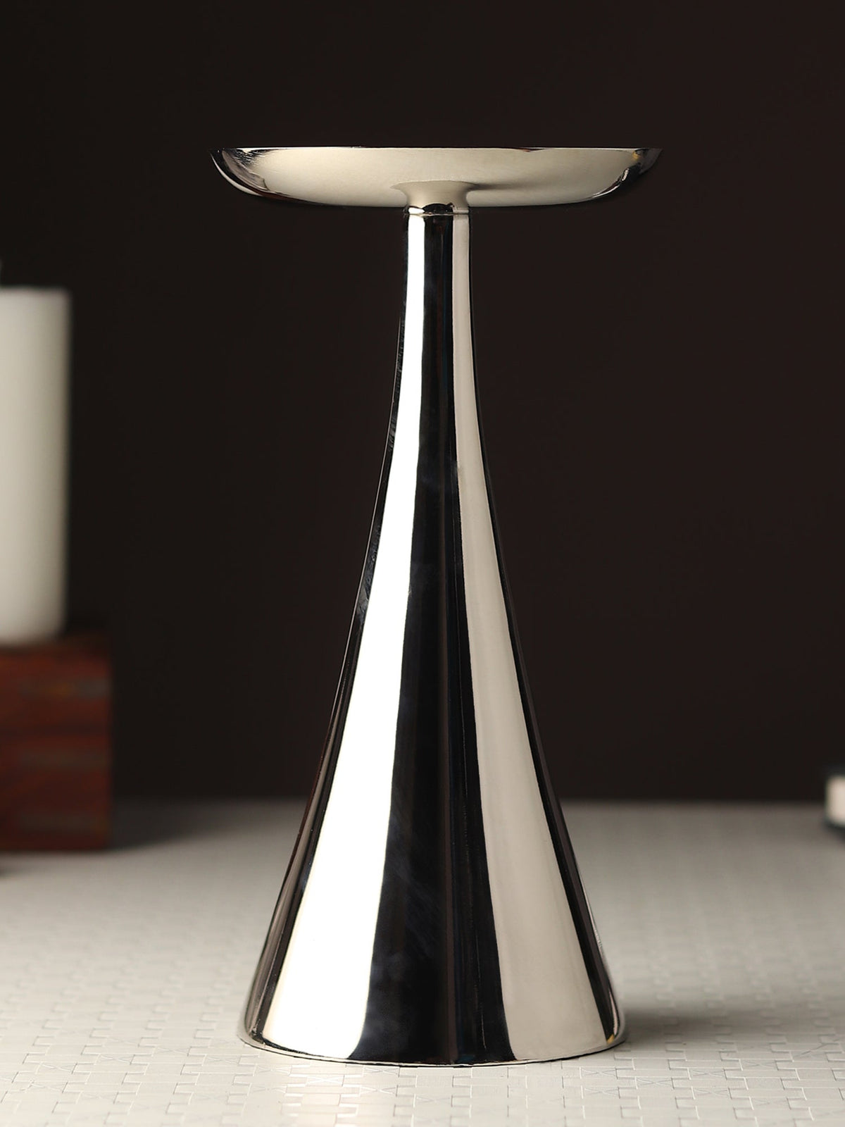 Aureus Tall Silver Pillar Candle Stand M.M.I. OVERSEAS