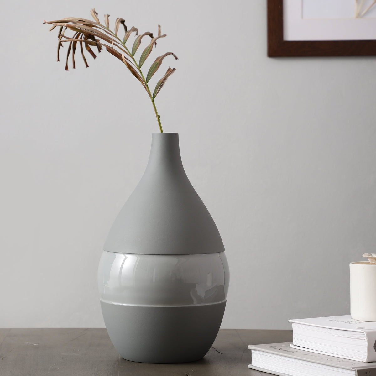 Vesera Grey Enamel Vase Large M.M.I. OVERSEAS