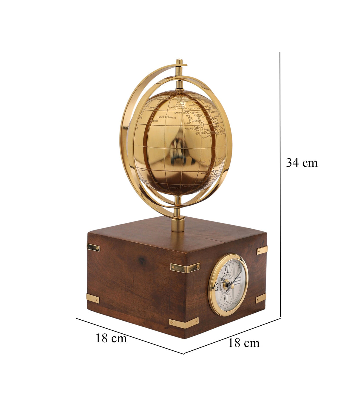 Atlasphere Gold Table Clock M.M.I. OVERSEAS