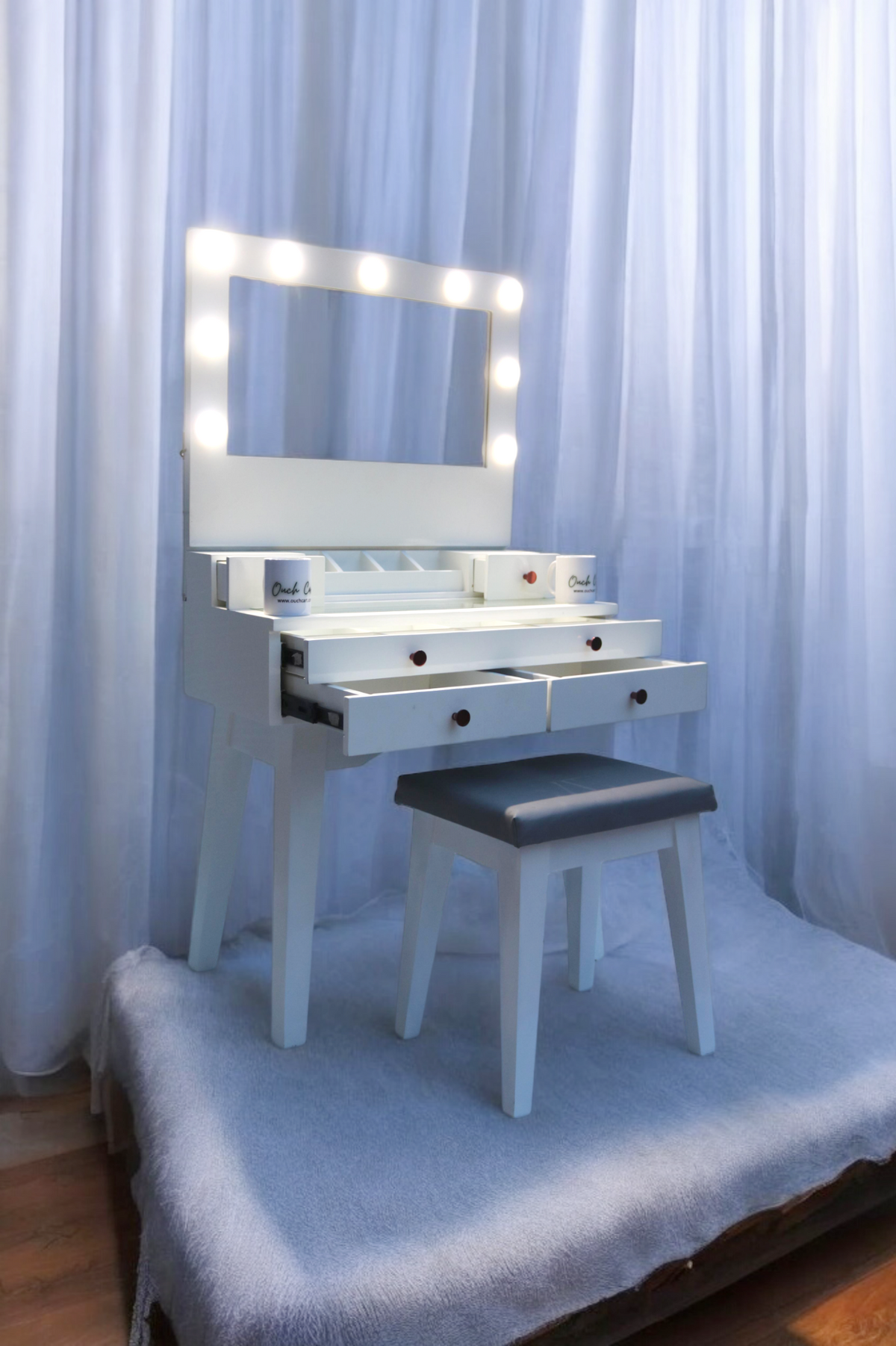 Evegny Dressing Table with Mirror Ouch Cart