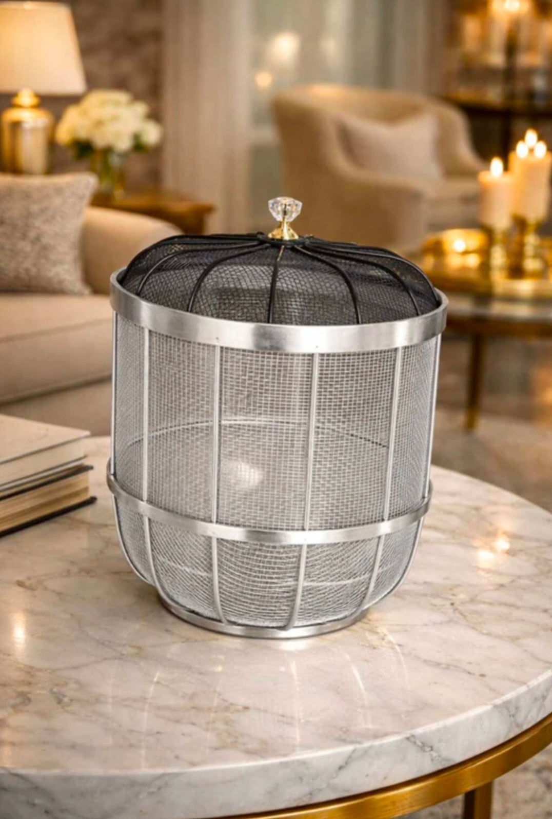 Luxury Metal Fruit Basket (Black & Silver) | Fruit Basket Hotel Restaurant Kitchen. National Handicraft Town