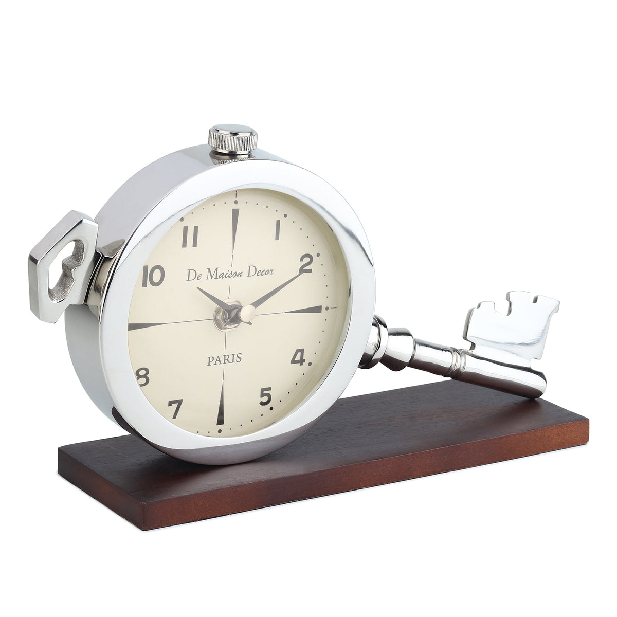 Areios Table clock in Silver M.M.I. OVERSEAS