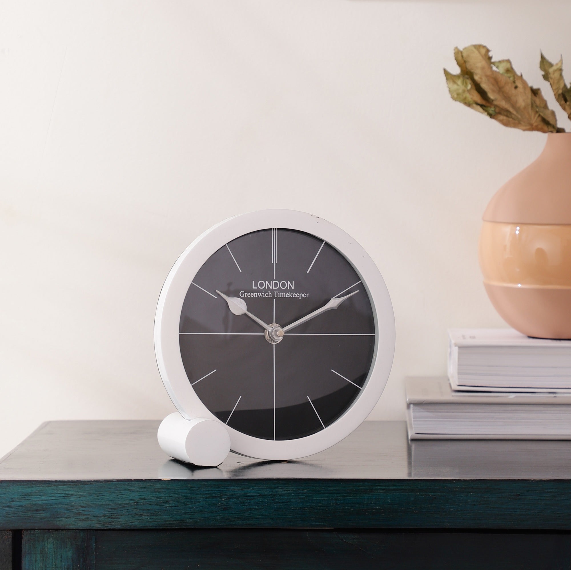 langston table clock in white M.M.I. OVERSEAS