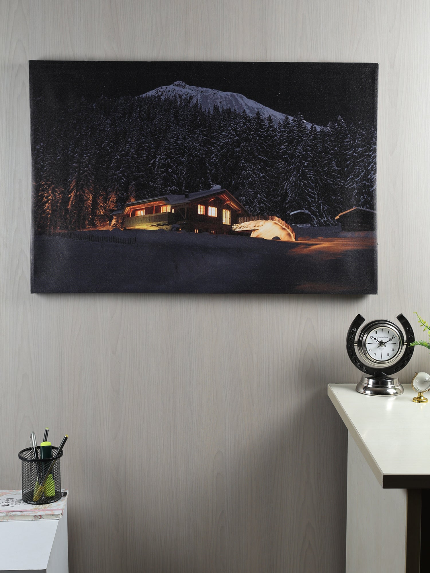 Golden Retreat – Illuminated Cabin Wall Art