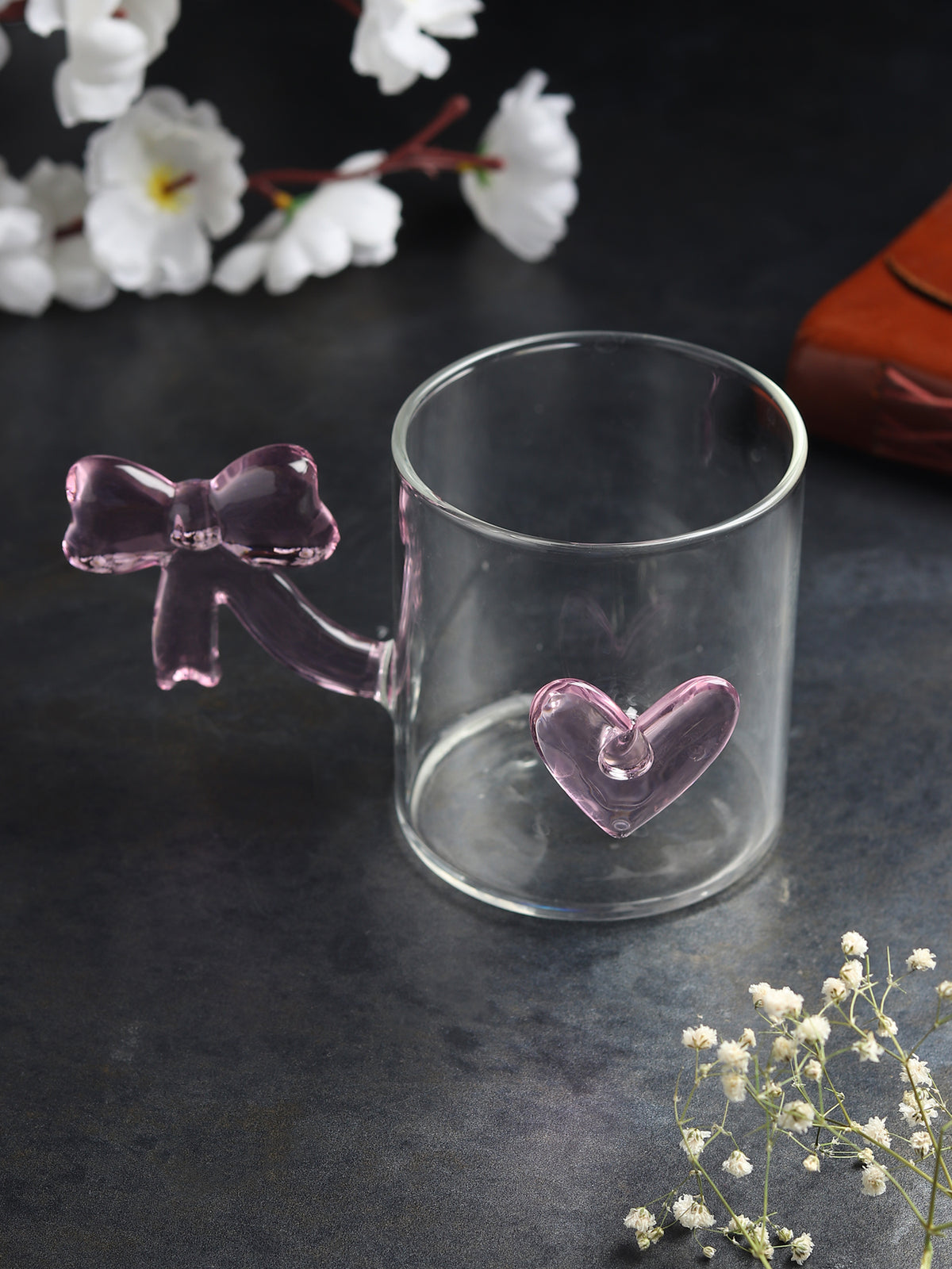 Bowed Heart Glass Cup