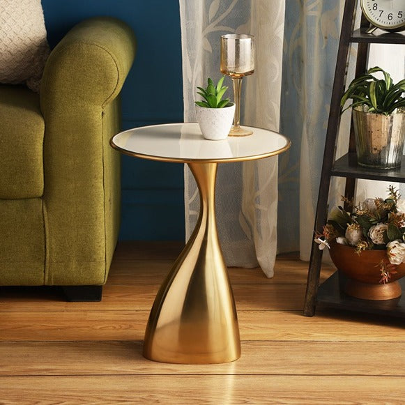 "Ernest Table in Ivroy Enamel Gold Finish "