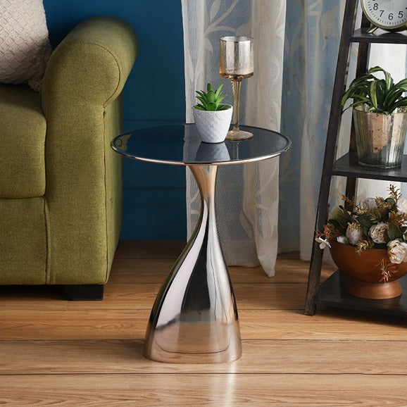 De Maison Decor Ernest Table In Blue Enamel Silver Finish - OUCHCART | Table