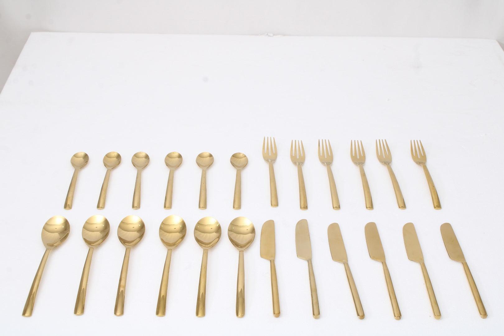 Ava Luxe Gold Cutlery Set of 24 - Ouch Cart