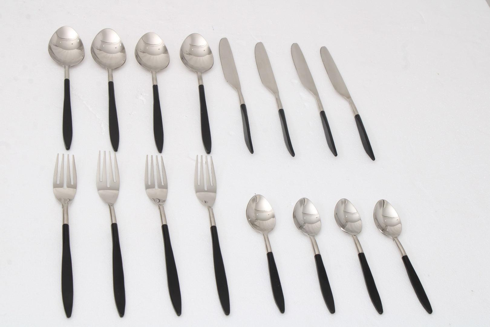 Midnight Opulence Black & Silver Cutlery Set of 16 - Ouch Cart