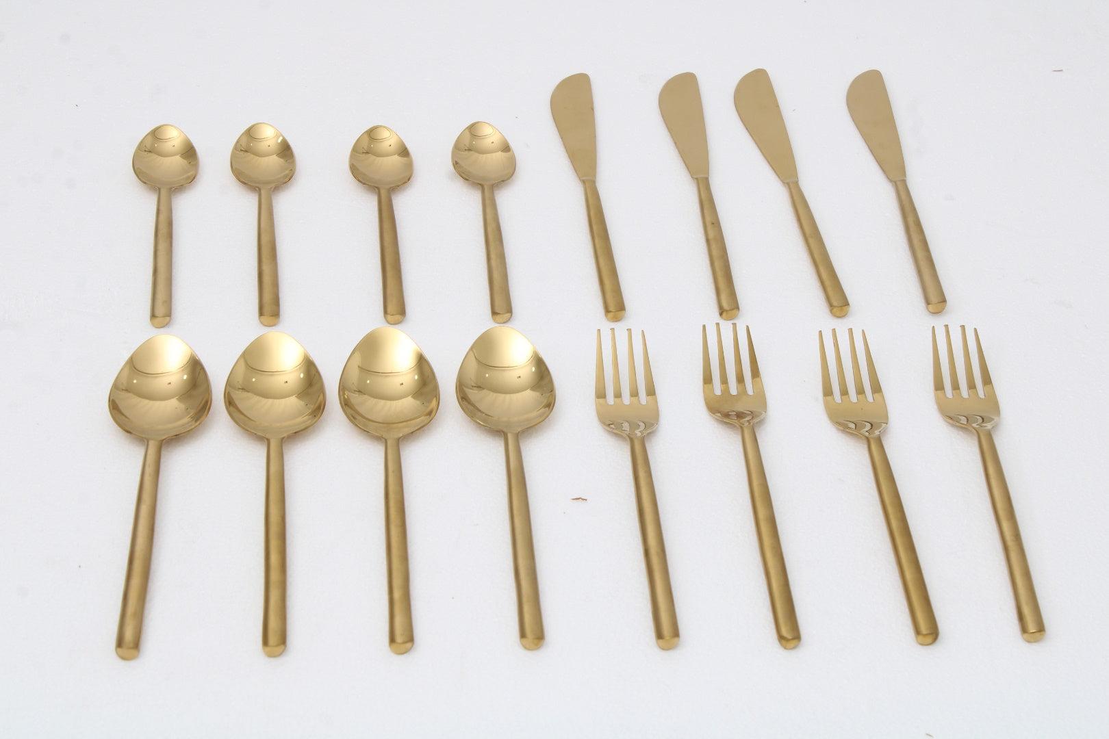 Radiant Reflections Gold Cutlery Set of 16 - Ouch Cart