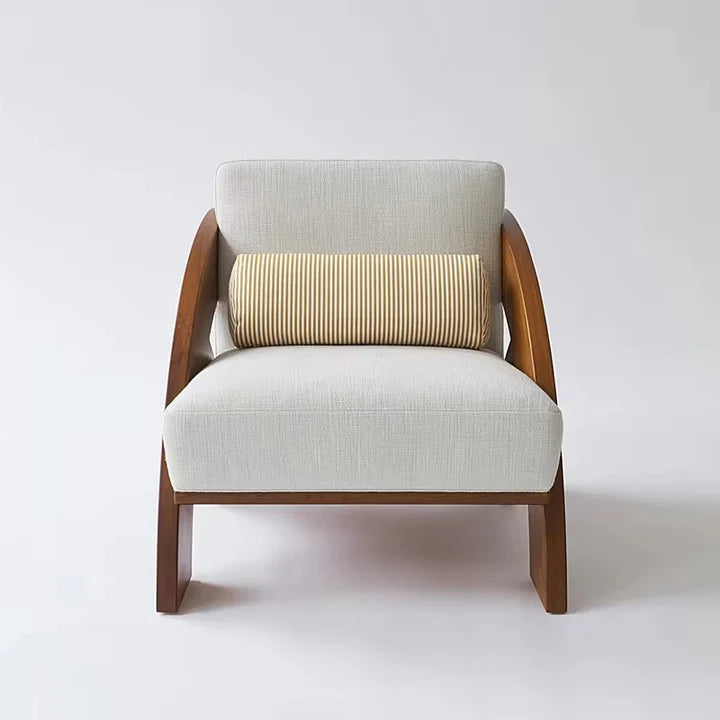 Ouch Cart Modern Wooden Lounge Chair with Cushioned Seat & Curved Armrests OUCH CART