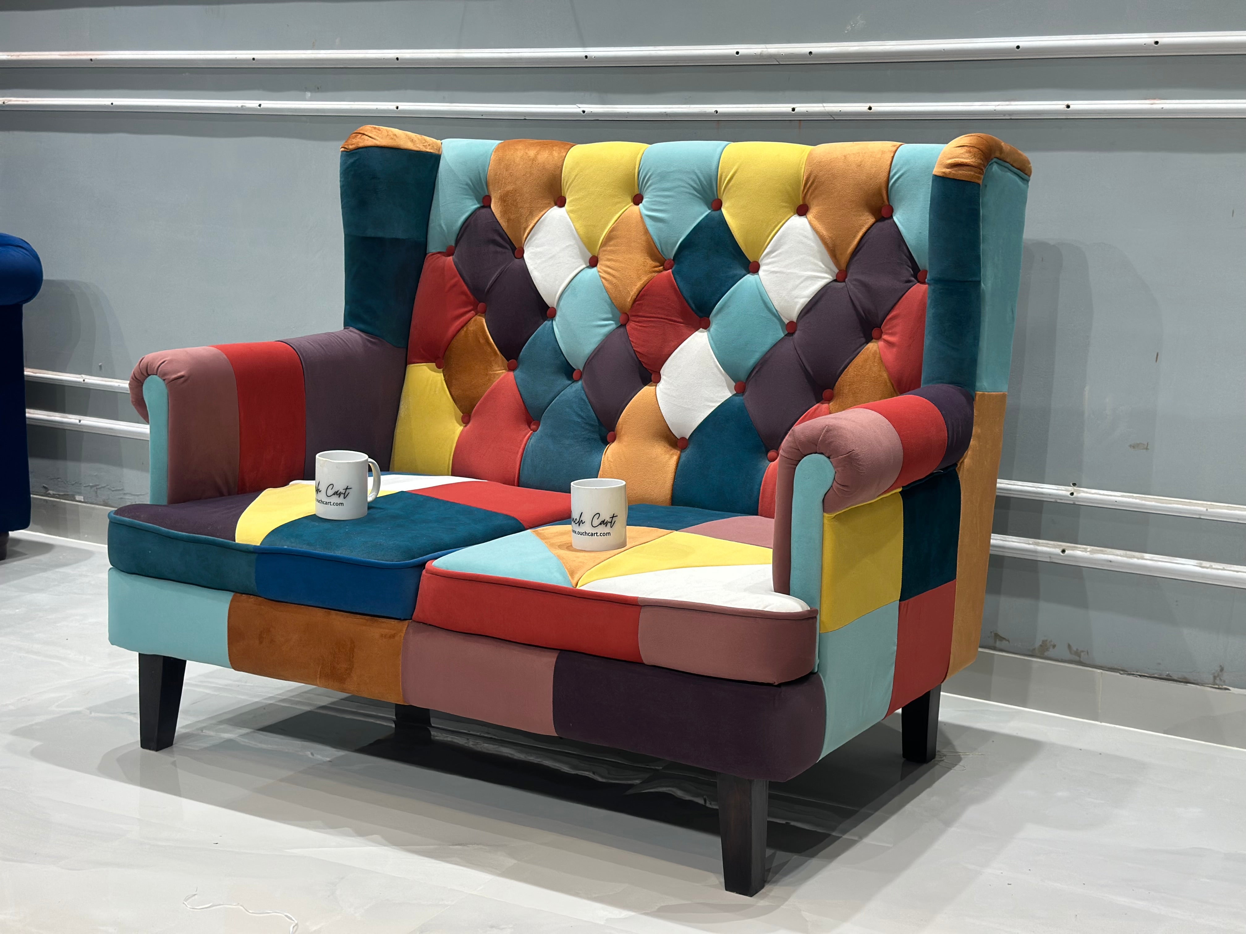 Velvet 2 Seater Sofa in Multi Colour