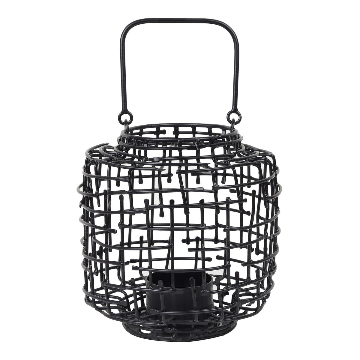 Basketweave Black Tea Light Holder M.M.I. OVERSEAS