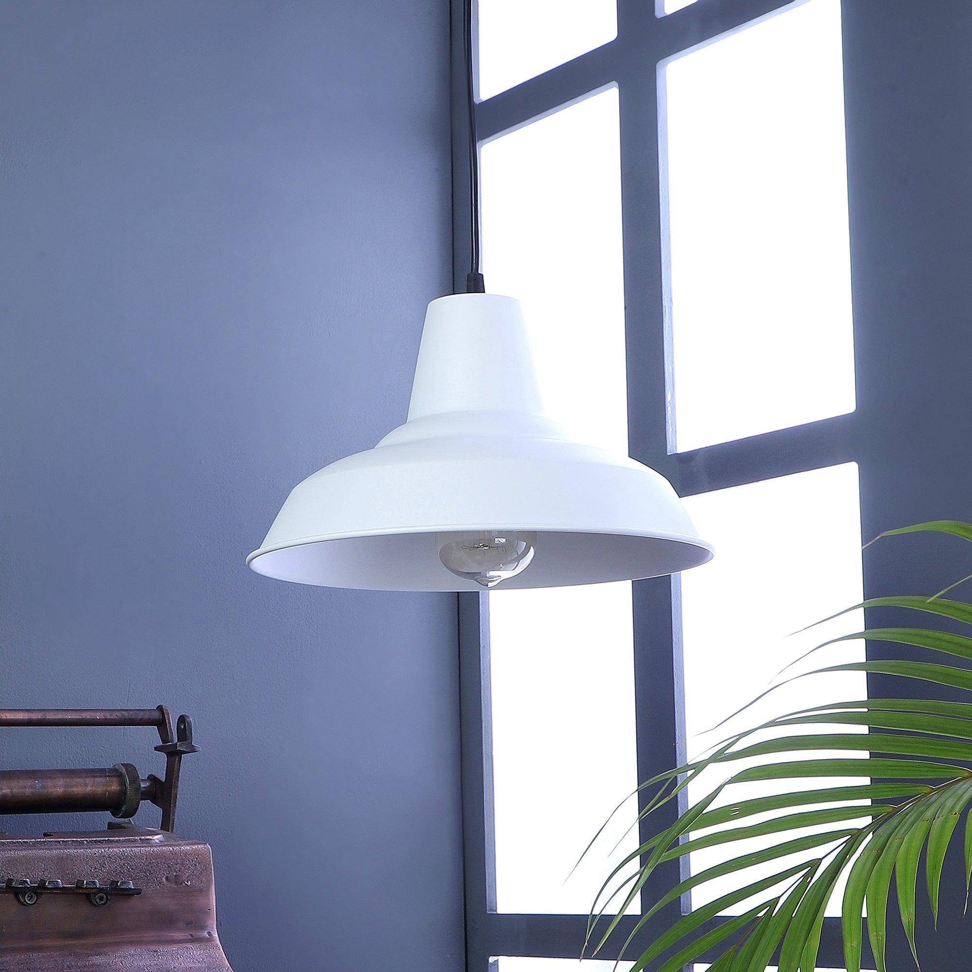 Opi Minimal Pastel White Metal Single Hanging Light by SS Lightings - Ouch Cart