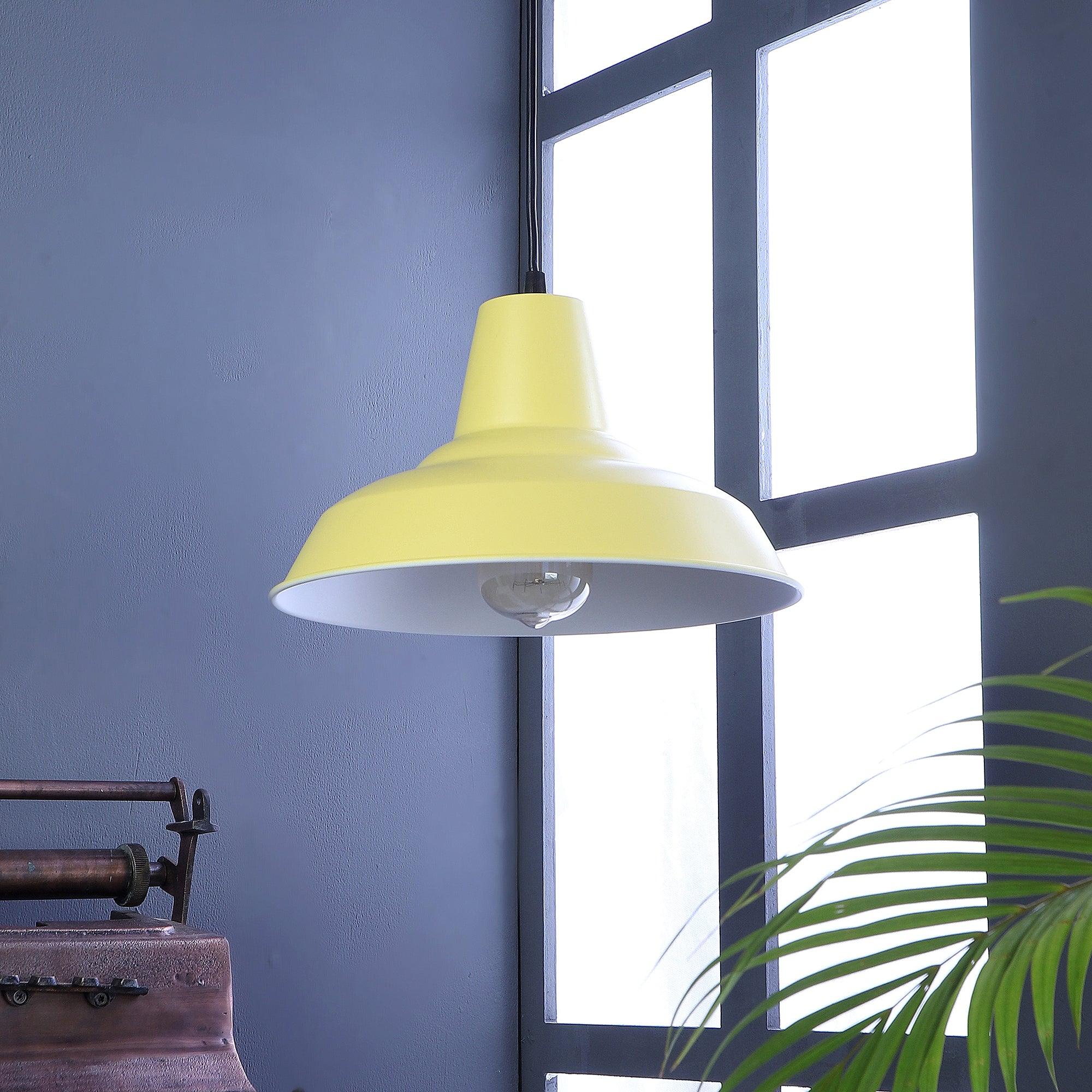 Opi Minimal Pastel Yellow Metal Single Hanging Light by SS Lightings - Ouch Cart
