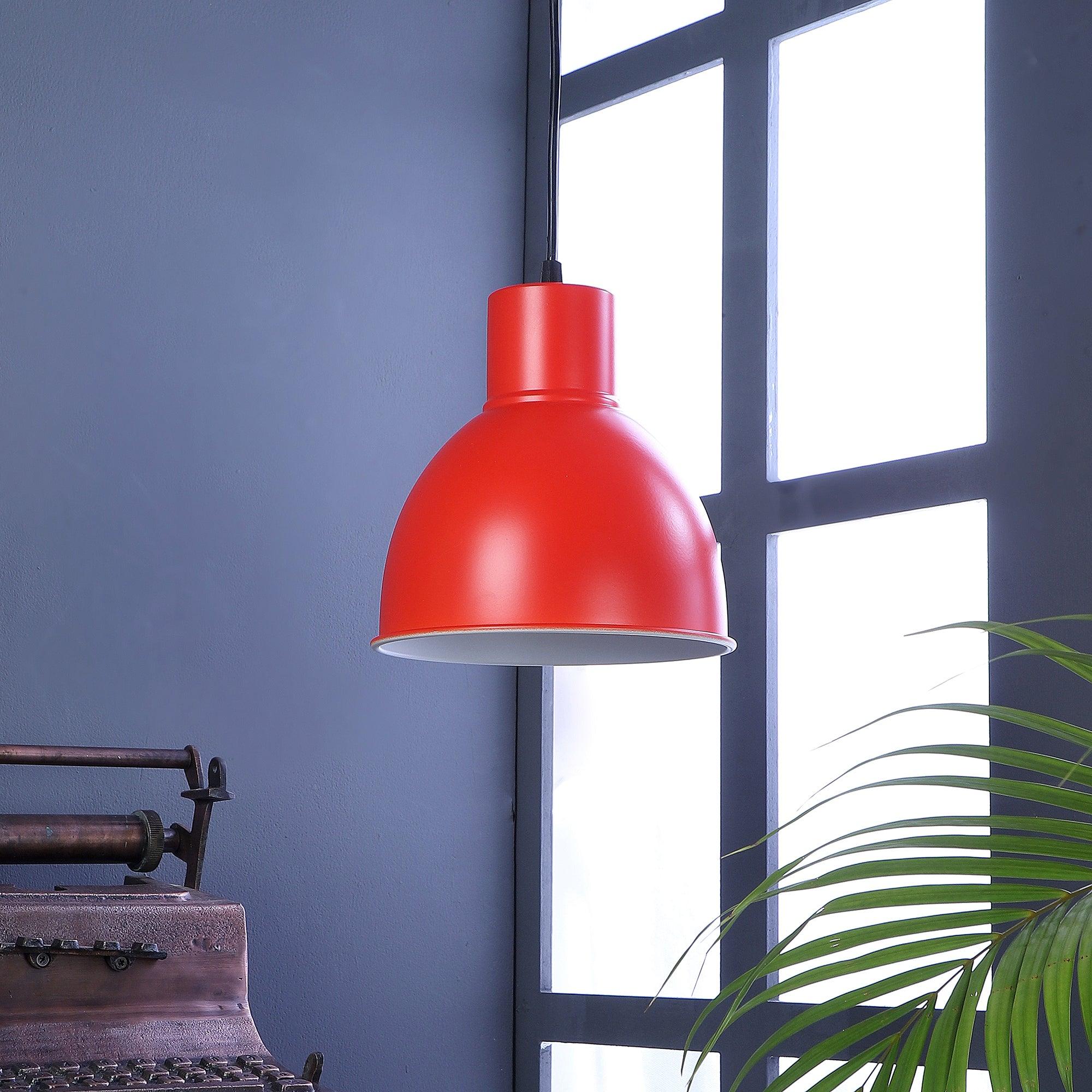 Opi Minimal Pastel Red Metal Single Hanging Light by SS Lightings - Ouch Cart