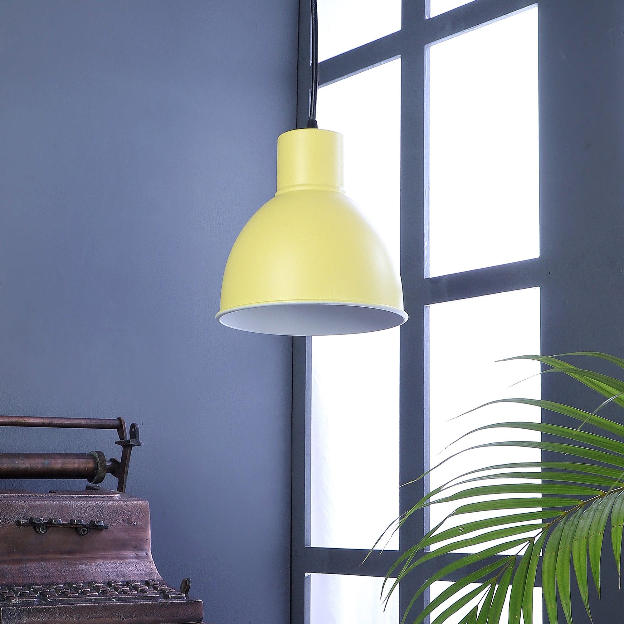 Opi Minimal Pastel Yellow Metal Single Hanging Light by SS Lightings - Ouch Cart