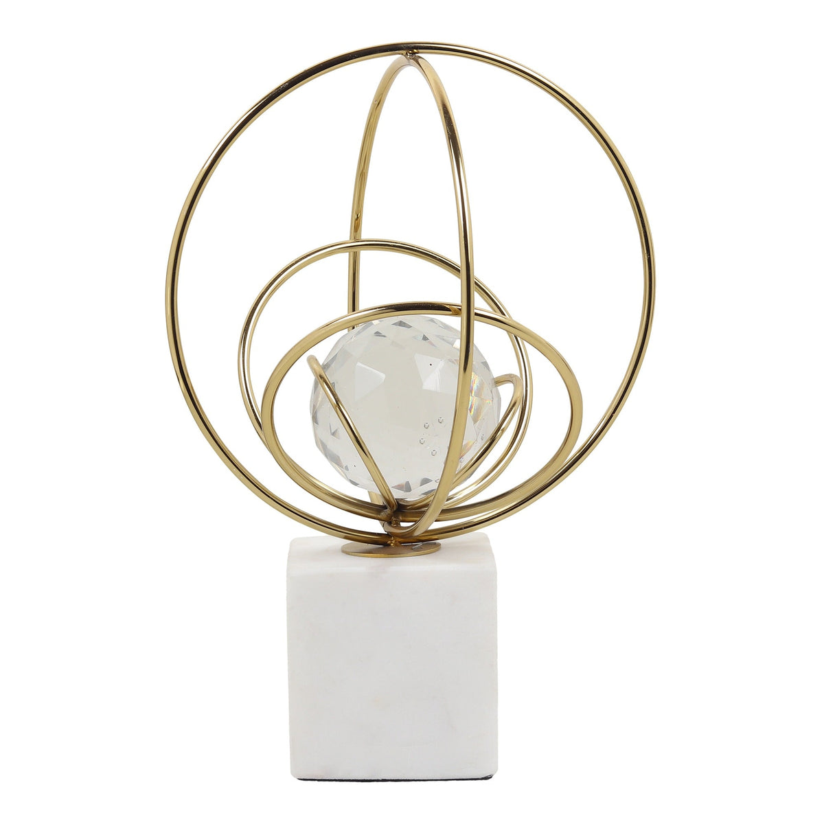 Elysian Gold Rings Crystal Ball Sculpture M.M.I. OVERSEAS