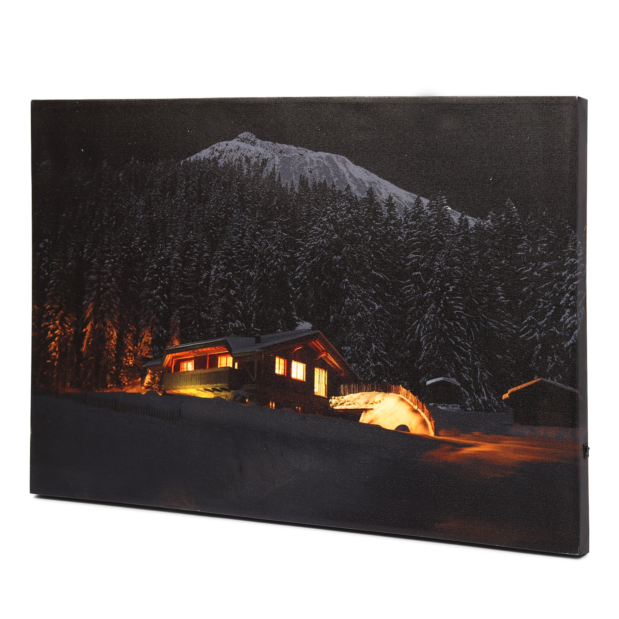 Golden Retreat – Illuminated Cabin Wall Art